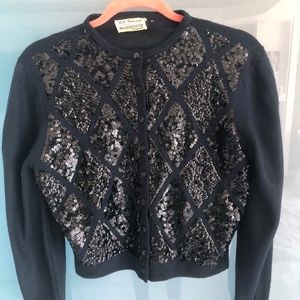 Vintage Cashmere like Orlon with  Sequin Sweater-small